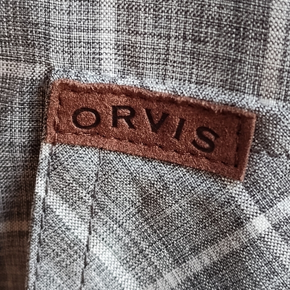 Orvis Men's Gray Plaid Checkered Short Sleeve Button Up Shirt | Size Large - Picture 4 of 6
